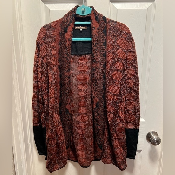 Caamano Sweaters - Caamano‎ | Black Brown Open Cardigan Alpaca Sz L